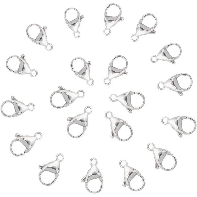 304 Stainless Steel Lobster Claw Clasps Size 15x9x4mm for Jewelry Making Findings Value Pack 20 Pcs/Bag