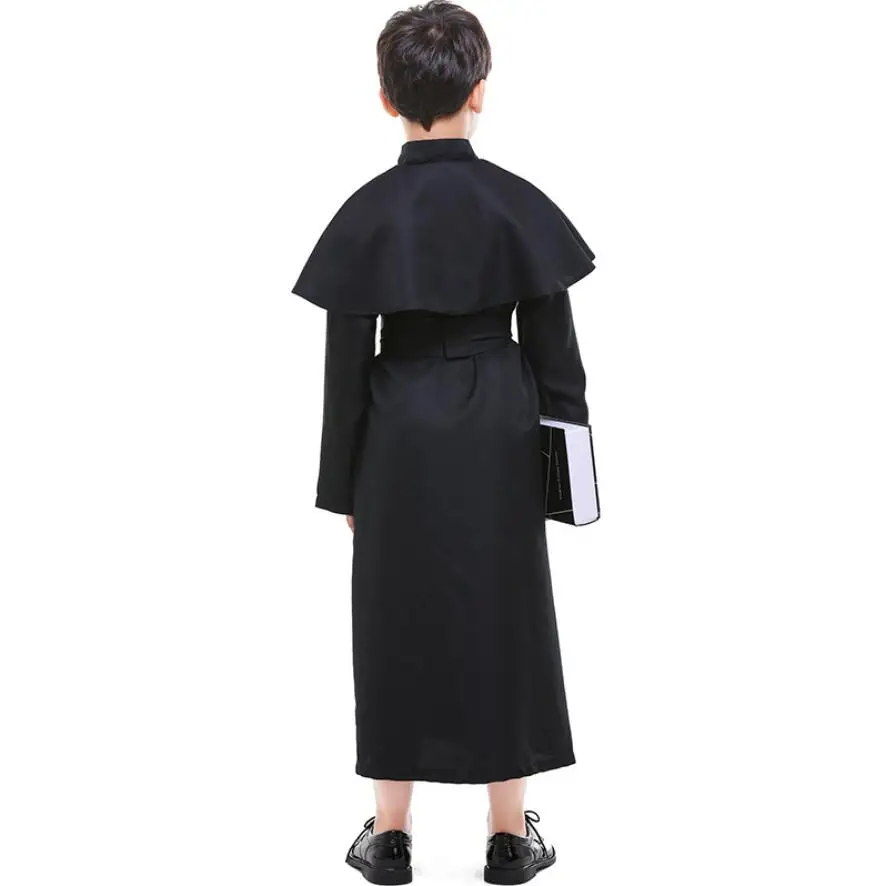 Boys Christ Priest Cosplay Uniform For Kids Vicar Robe Costume Religious Preacher Purim Halloween Party Children Costumes