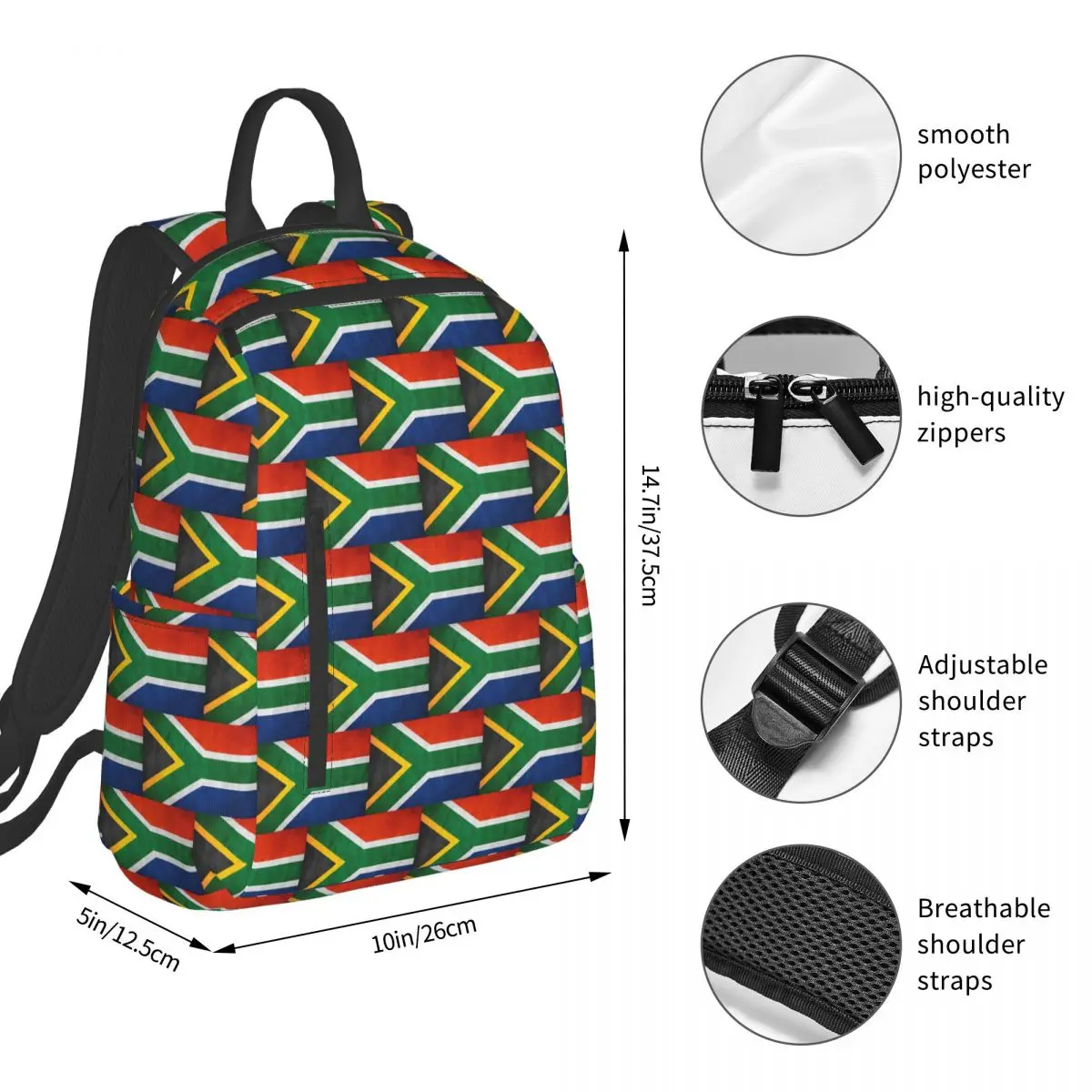 South Africa Flag National Flag Of South Africa Backpack Student BookBag Kids School Bag Computer Shoulder Bags Men Women