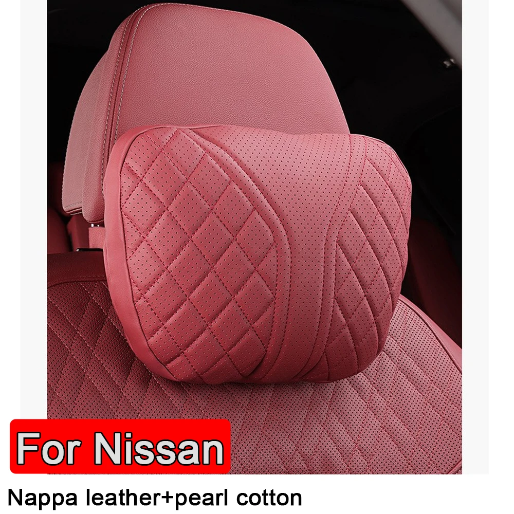 Funda de asiento de coche de lujo, cojín de cuero suave, almohada de soporte para el cuello para Nissan Qashqai Juke Leaf Micra K12 Note Patrol Xtrail