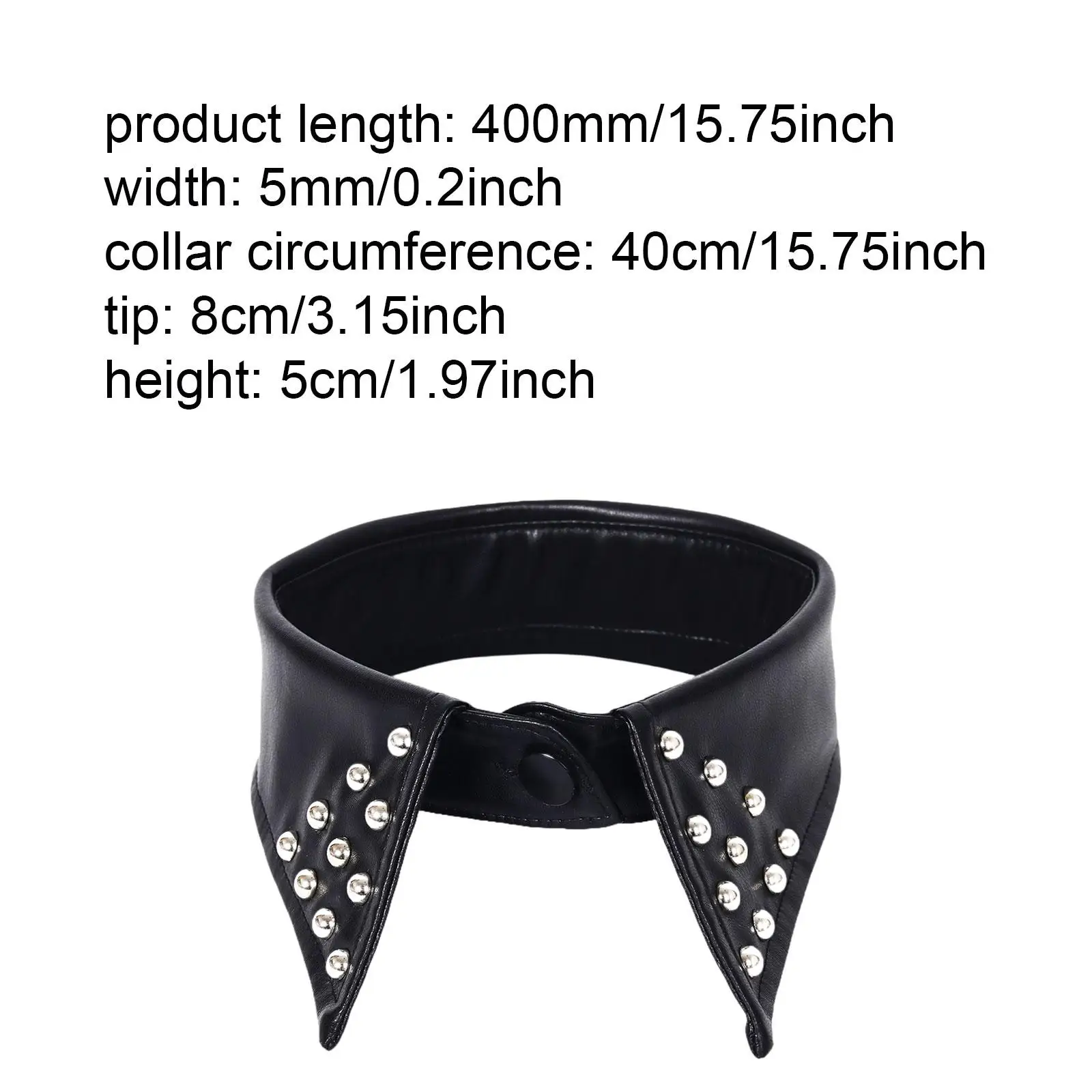 Lightweight Women False Collar PU Leather Punk Gothic Necklace Style Detachable Shirt Lapel for Dress Uniform Jacket Casual Wear - view 5