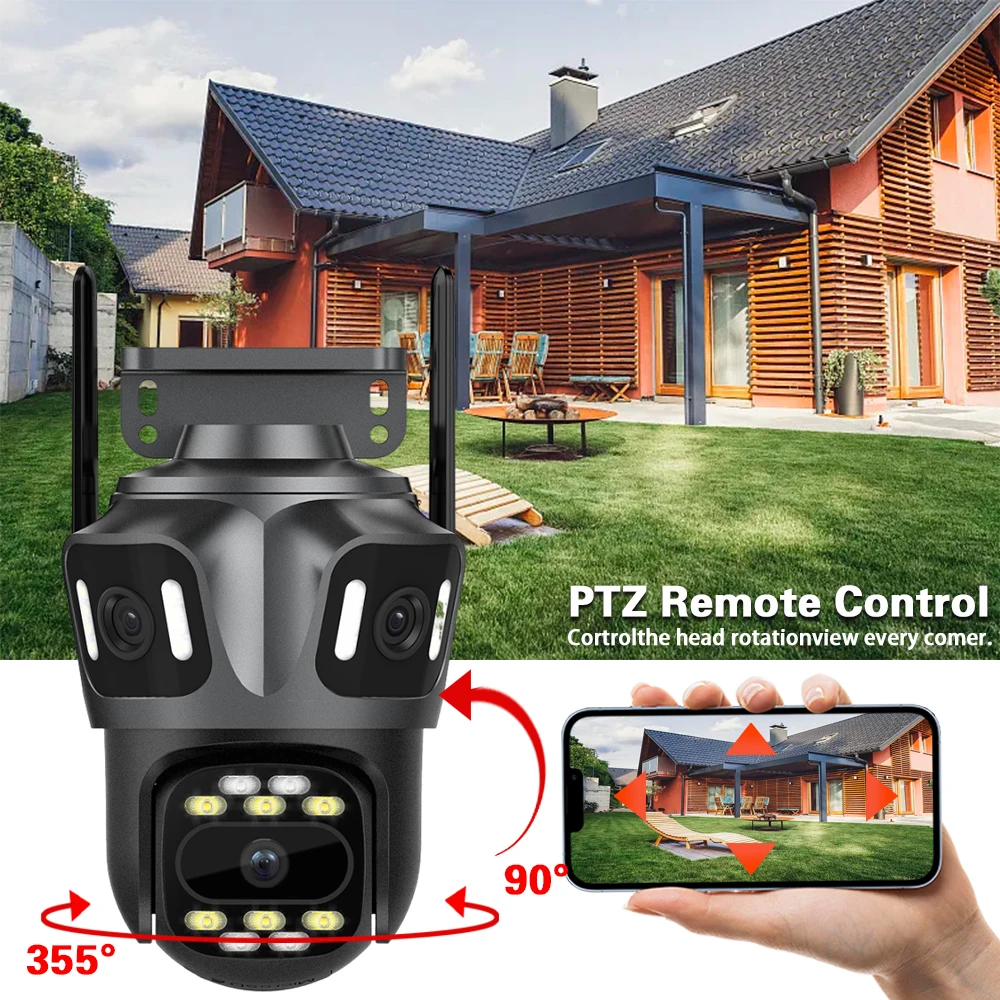 Imagem -04 - Vigilância de Vídeo Cctv sem Fio Externo Proteção de Segurança Lentes Telas Rastreamento Automático ao ar Livre Segurança 12mp 6k Ptz Wifi ip