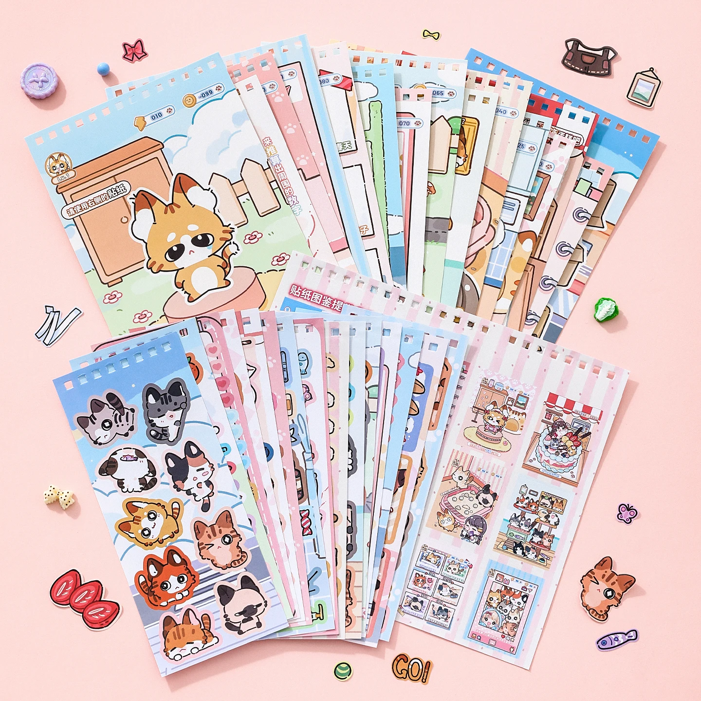 31 Sheets Kawaii Pet Raising Simulation Coated Paper Sticker Book，Kids Diorama Journal Collage