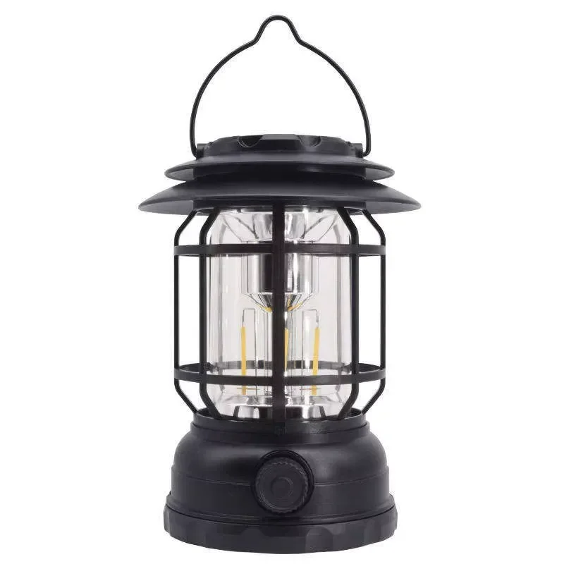 Portable LED Camping Lantern Waterproof Battery Powered Light for Outdoor Hiking Tent Garden Use Dimmable White ABS Housing