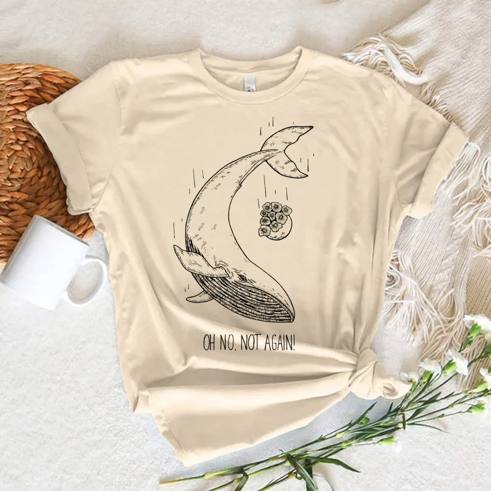 Whale t shirt women summer anime t shirt girl 2000s streetwear anime clothing