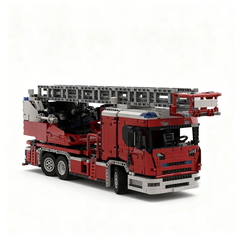 4501pcs MOC Scania L Fire Engine Turntable Ladder Technical Model Building Blocks Architecture Toys Christmas Gifts DIY Kids