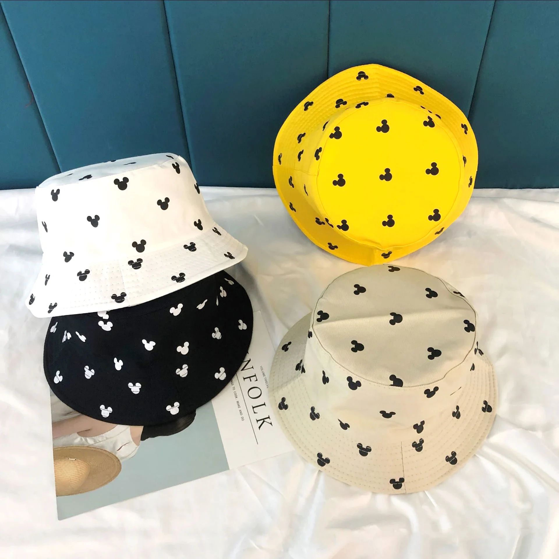 Disney New Japanese Cartoon Mickey Mouse Printed Bucket Hat Female Korean Shade Fisherman Hat Fashion Panama Design Basin Hat