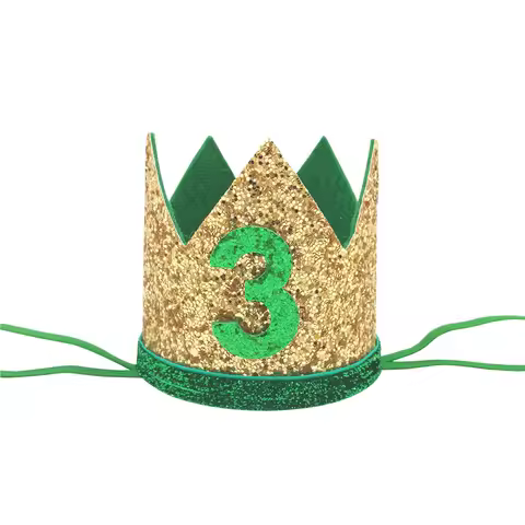 1pcs 1-6 green crown birthday crown hat boy birthday party decoration Jungle Safari Birthday supplies one baby shower favor