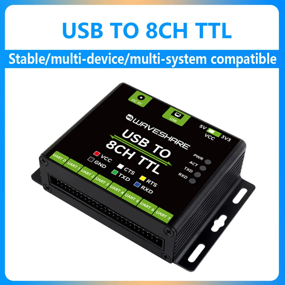 

Промышленный преобразователь USB в 8-канальный TTL USB в UART мультизащитные схемы, совместимые с несколькими системами Win, MacOS, Linux, Android