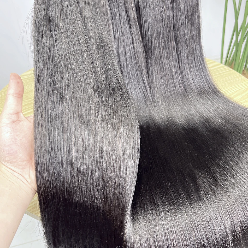 ياكي حزم مستقيمة 100% شعر بشري حقيقي لحمة مزدوجة اللون الأسود الطبيعي الفيتنامية الخام شعر بشري لعذراء النسيج ملحقات