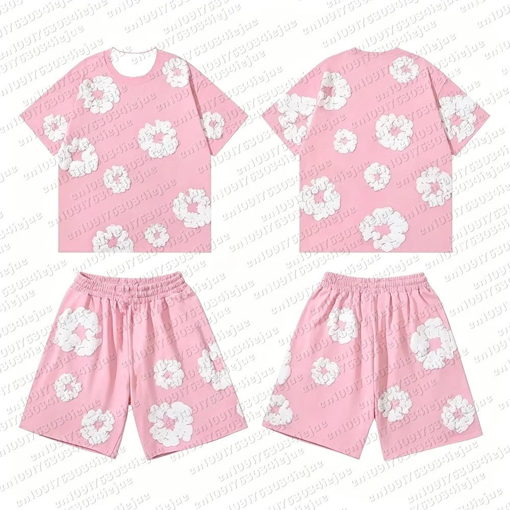 Sommer Hip-Hop-Set mit kurzen Ärmeln und Print, europäisch-amerikanische Mode, High-Street-Look, lockere Sportbekleidung, passend für die ganze Familie, auch für Kinder. – Detail 6