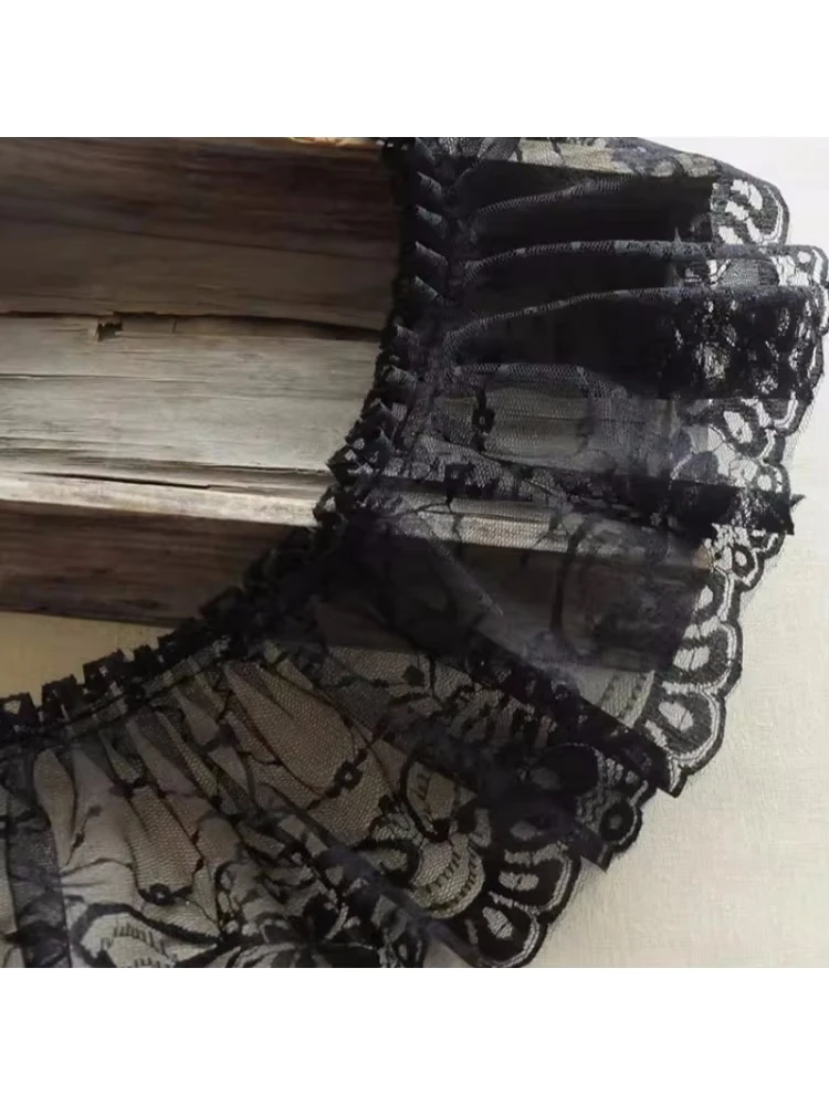 14cm wide high quality black jacquard fabric lace DIY banquet dress skirt sewing material Garment flared cuffs curtain brow trim