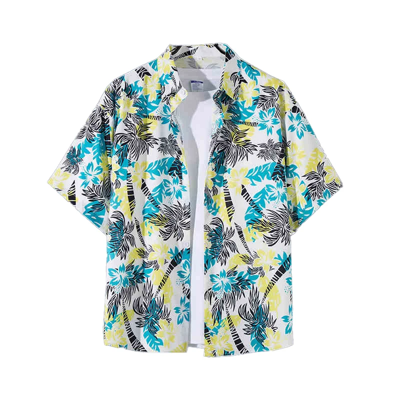 الصيف شاطئ البحر زهرة قميص فضفاض عادية قصيرة الأكمام قميص الشاطئ قميص هاواي صيفي السفر عطلة الرجال عادية Vintage الرجال تيز