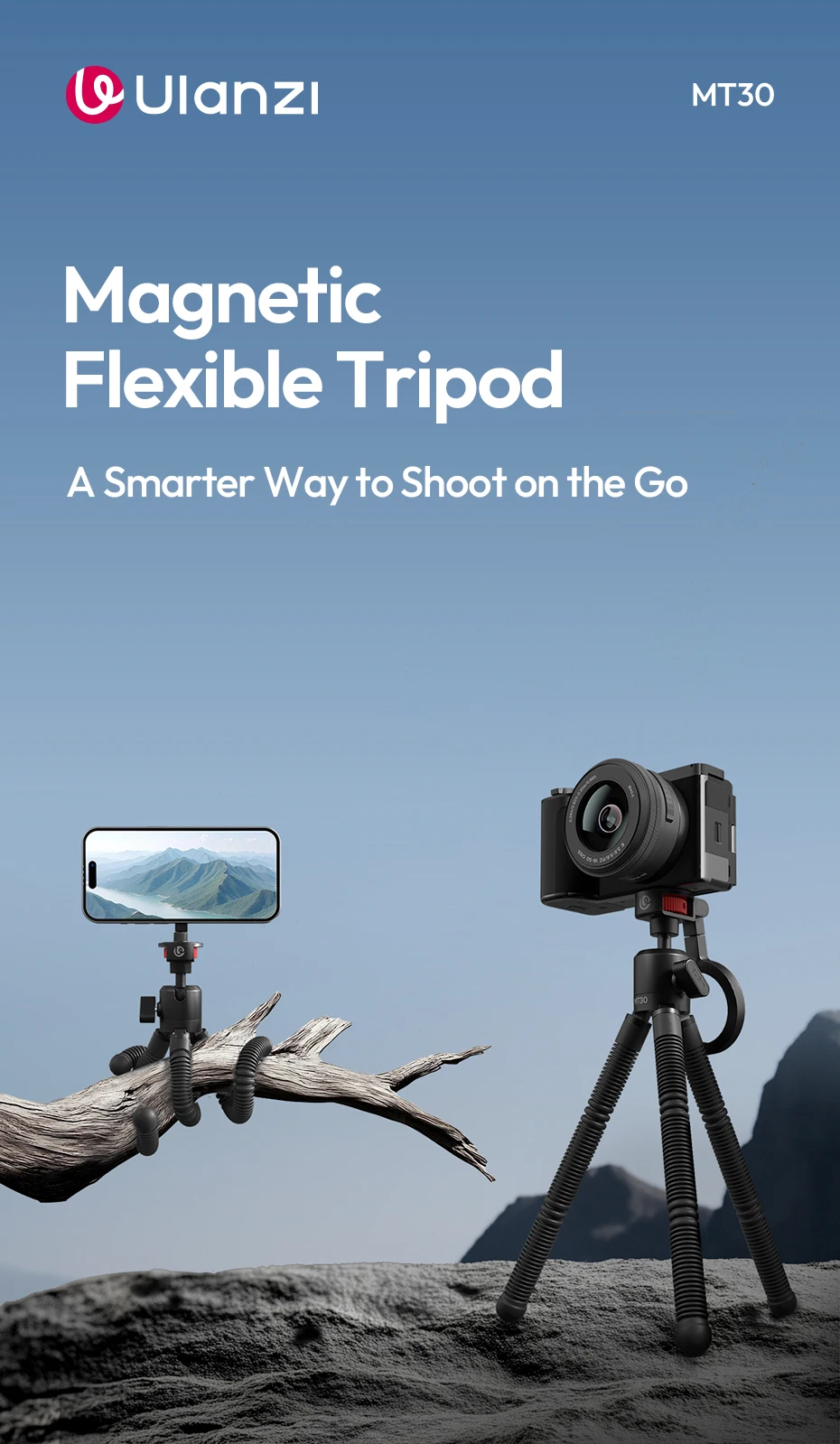 Ulanzi MT30 Magnetisches flexibles Stativ für Fotografie, Telefonkamera 360° ° Einstellbare Kugelkopf umwickelte Beine Stativ Outdoor Vlog – Detail 1