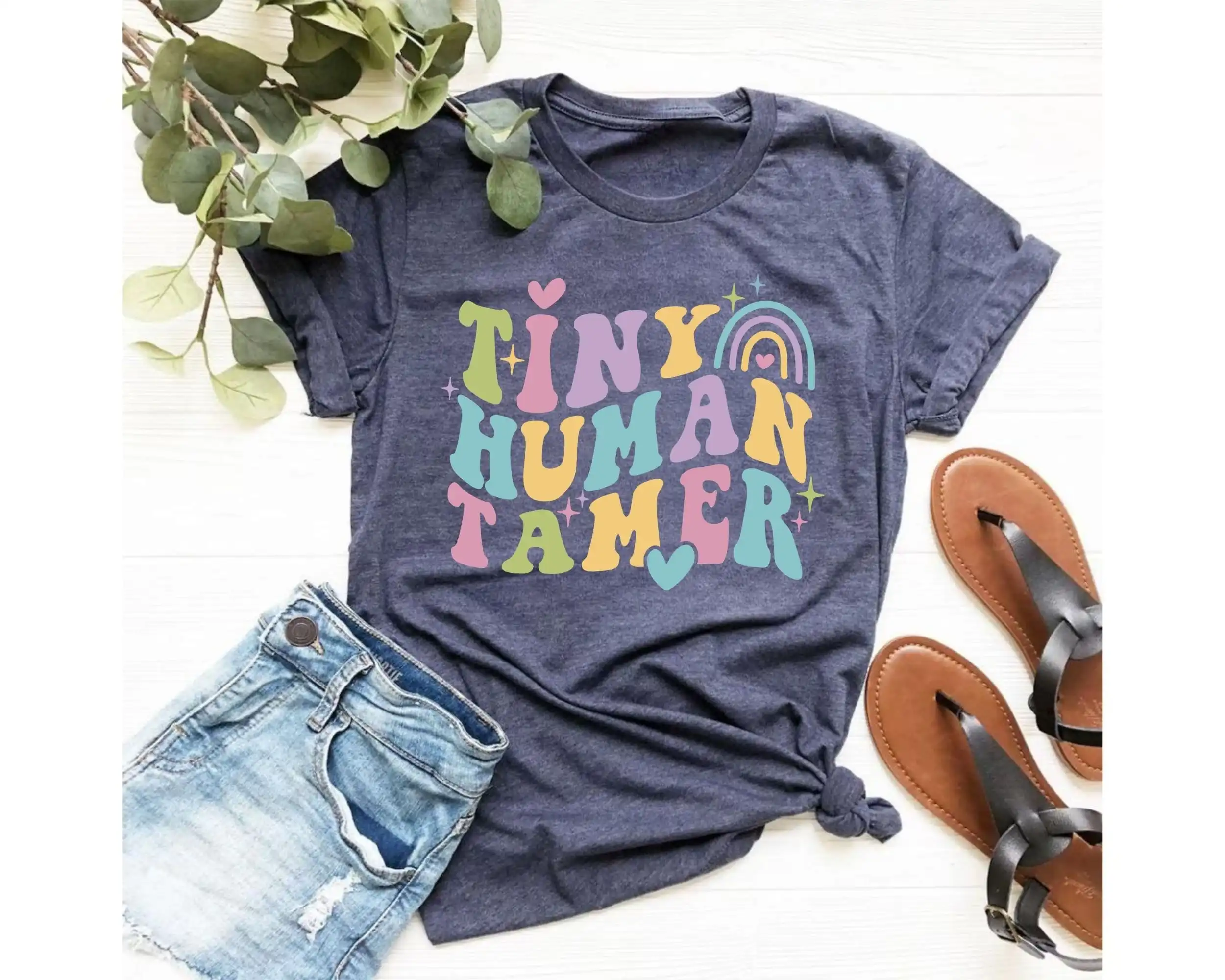 

Tiny Human Tamer T Shirt Funny Mom Teacher s Preschool Kindergarten Appreciation