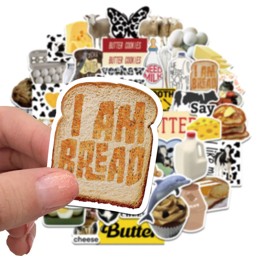 50PCS Cartoon cheese Cow Butter Stickers Personalized Decoration Luggage and Notebook Waterproof