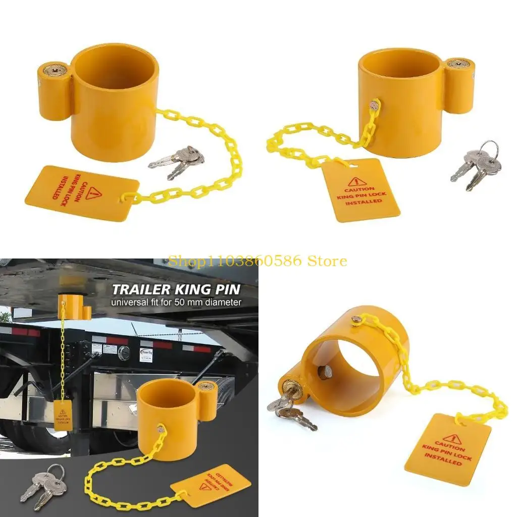 

242A Heavy Duty Stainless Steel Trailers King Pins Lock Anti Rust Yellow Caution Label