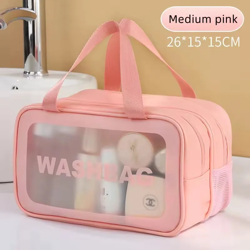 Dry-wet separation double transparent PU makeup bag portable washing bag cosmetic storage bag travel fitness swimming essentials image 6