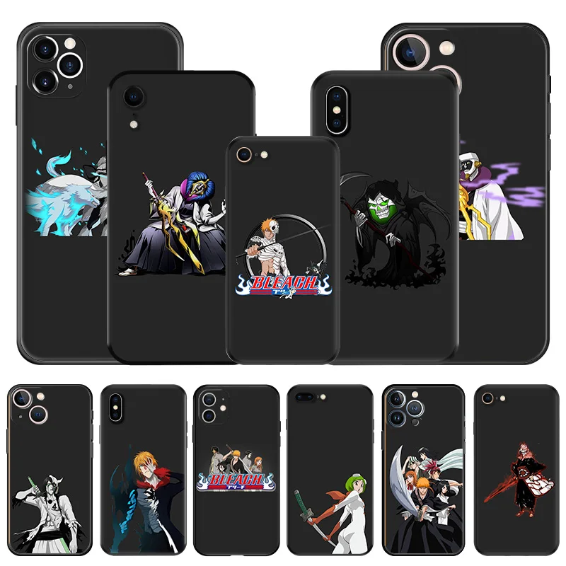 Soft Phone Cases For iphone 16 15 14 13 12 11 Pro XS Max Mini XR 7 8 Plus 16Pro BLEACH Anime Kurosaki-Ichigo Black Matte Cover