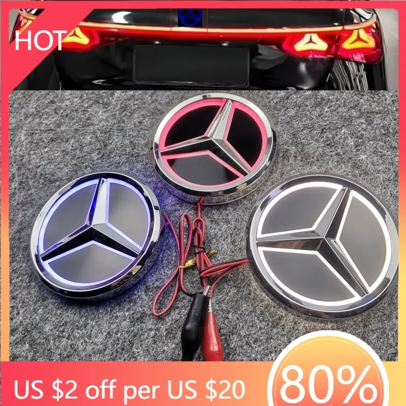 

Колпаки ступицы 9,5 см, эмблема заднего багажника автомобиля, светодиодный значок из АБС-пластика, аксессуары для Mercedes Benz S350 S300L S A B C E Class GLA GLK ML GL