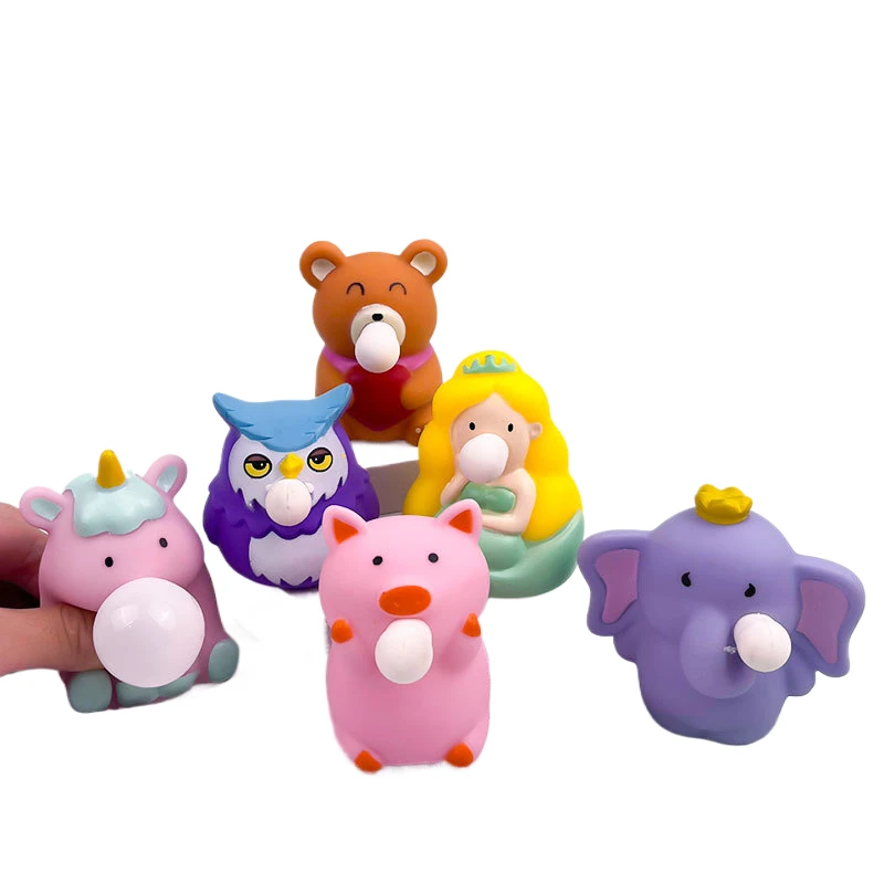 Funny Kawaii Squeeze Blowing Bubble Animal Sloth Sloth Bear Mermaid Pinch Stress Relief Doll Ornaments Kids Toy Gift Baby Prizes