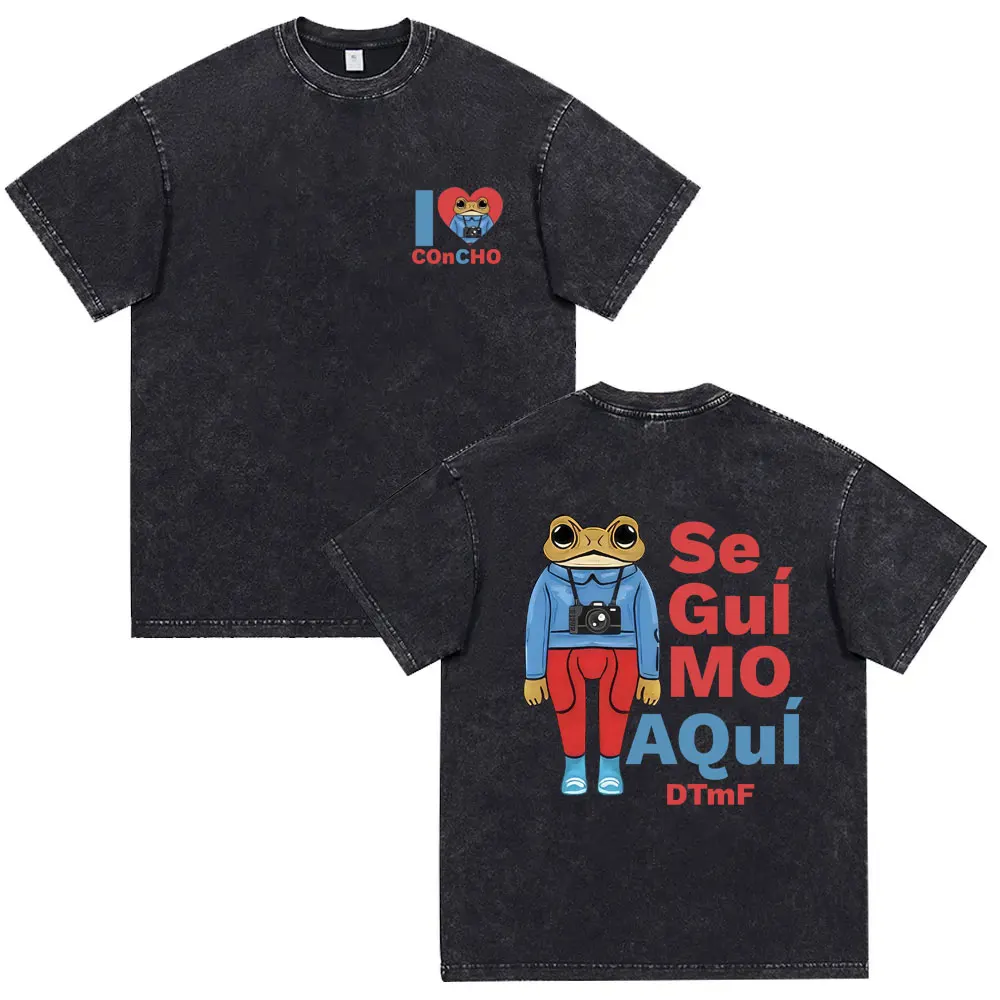 

I Love Concho Bad Bunny Washed T Shirts DeBi TiRAR MaS FOToS DTMF Graphic T-shirts Men Women Hip Hop Vintage Oversized T-shirt