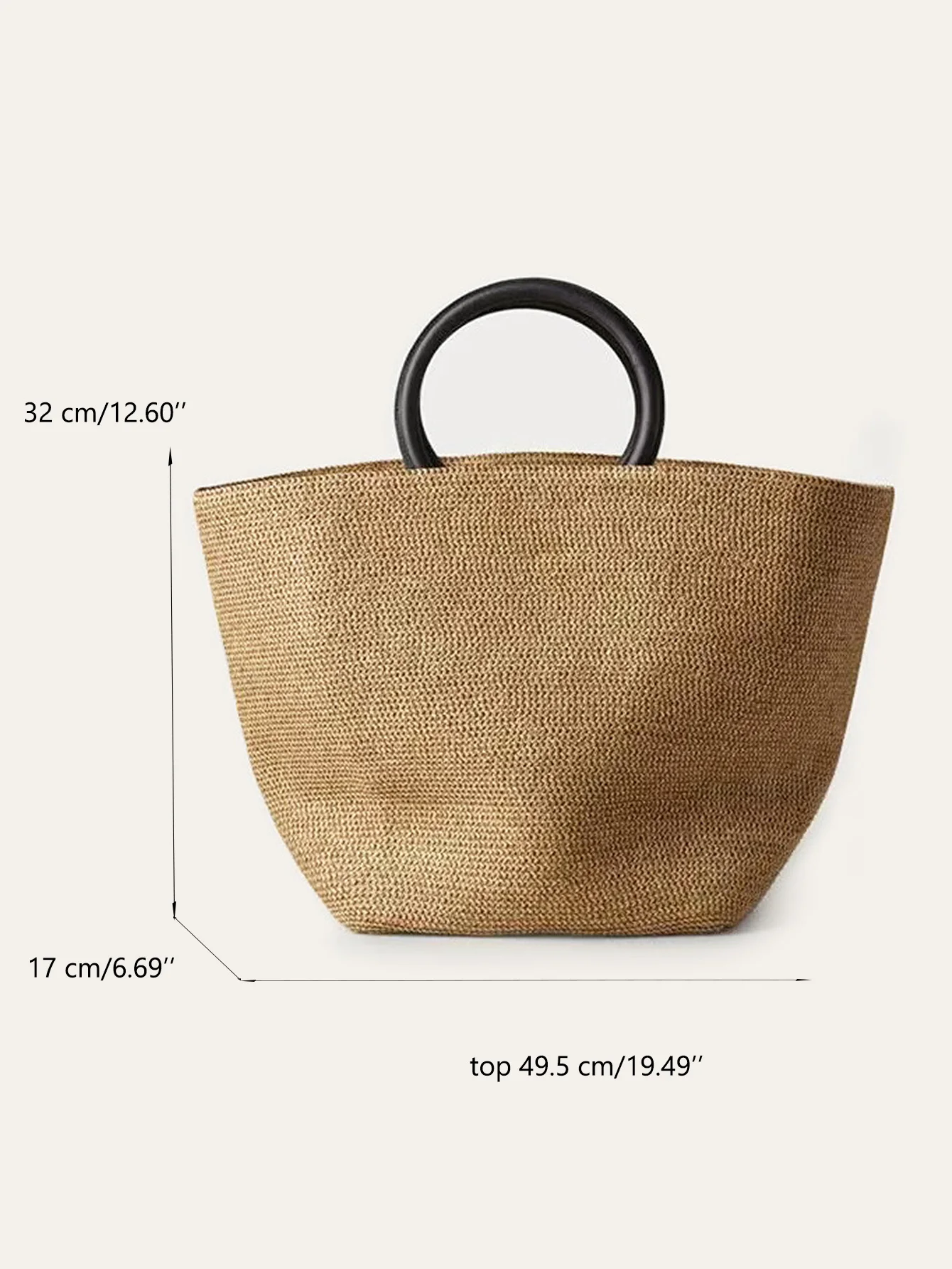CR Women Casual Straw Woven Beach Tote Bag Round Top‑Handle Basket Large Capacity Handbag Versatile Purse For Vacation Holiday