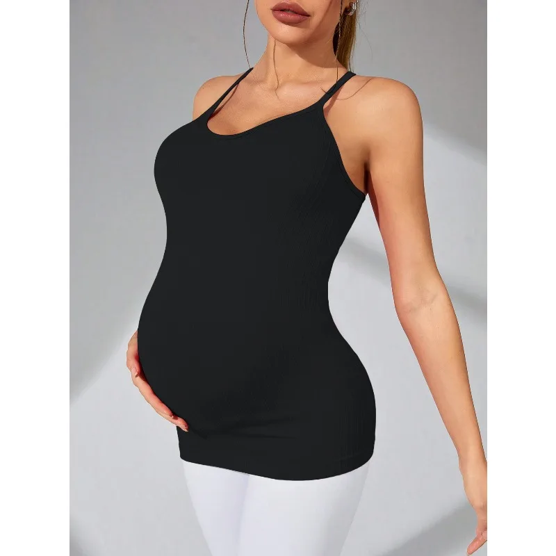 جديد الصيف الحوامل اليوغا حزام تي شيرت لينة مريحة خفيفة الوزن تنفس التجفيف السريع فتل العرق محبوك بلا أكمام #6