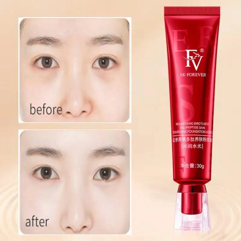 NEW FV Foundation Red Ginseng Bird\'s Nest Liquid Foundation Oil-control Waterproof Hydrating Concealer Long-lasting Face Base 15