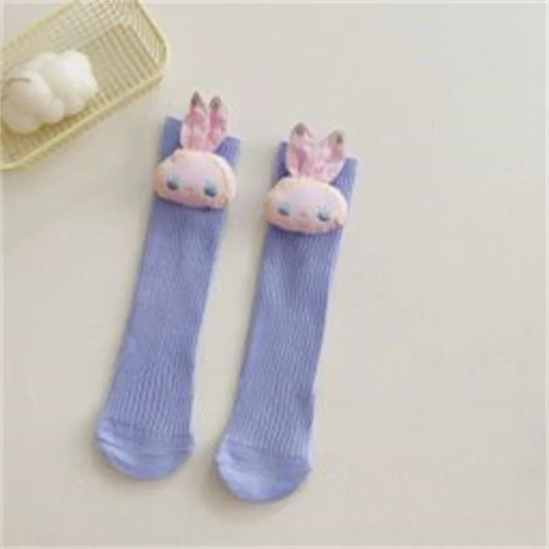 Baby Girls Knee High Socks Cartoon Winterr Autumn Cotton Socks Solid Candy Color Kids Toddler Short Socks For Children