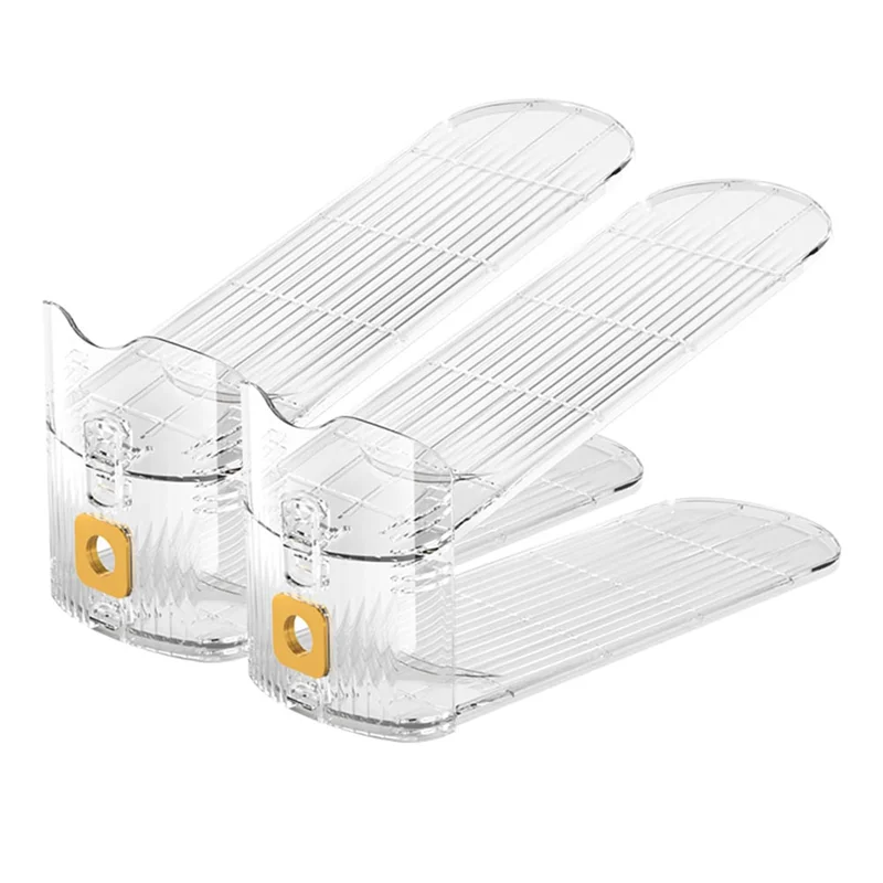 

BAAG-Adjustable Shoe Slots Space Saver Shoe Rack For Cabinet Storage Shoe Holder Stand For Organization Transparent Plastic 6 PC
