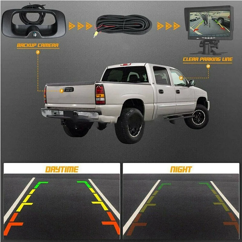 Rear Tailgate Handle With Camera & Wire Harness For Chevrolet GMC Sierra 1500 Silverado 2500 1999-2007 15228539 15046512 Parts