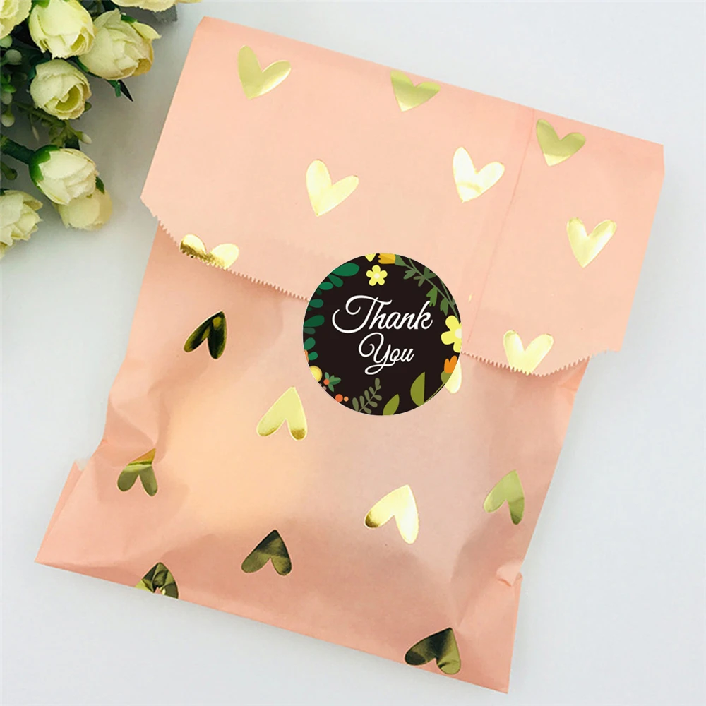 100-500pcs Round Seal labels Floral Thank You Stickers Gift packaging Christmas decoration scrapbooking Stationery Sticker