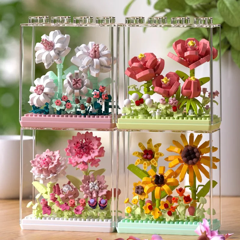 

Eternal Dream Flower Box Compatible Sunflower Carnation Building Blocks Toys for Girls DIY Puzzle Safe ABS Plastic Kids Gift