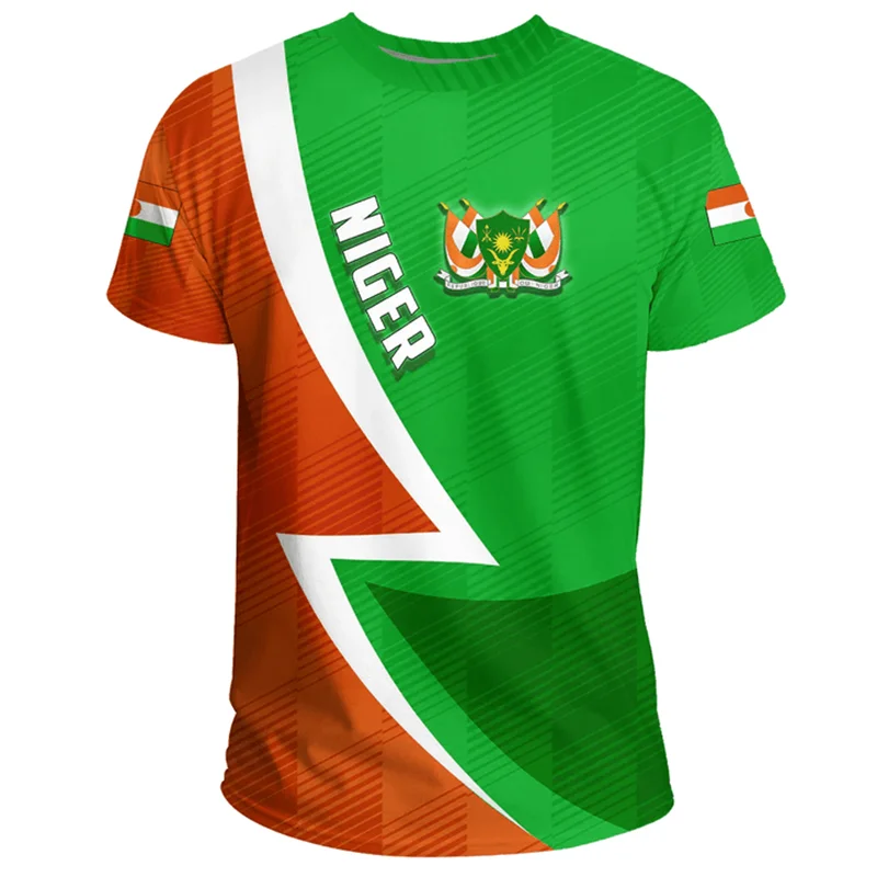 T-shirt da bandeira do Senegal masculina, impressão 3D masculina, emblema nacional do NE, manga curta, roupa masculina, T-shirt extragrandes, tops de rua, nova moda