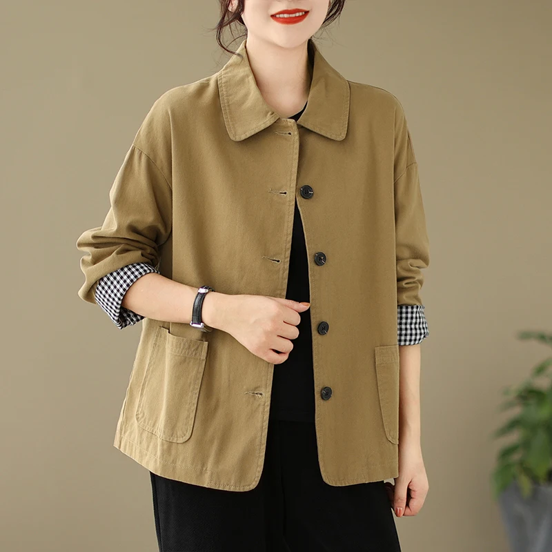 2023 New  Autumn Winter Korean Style Turn-down Collar Single Breasted Ladies Jackets Coats Fashion Women Casual Outwear Coat