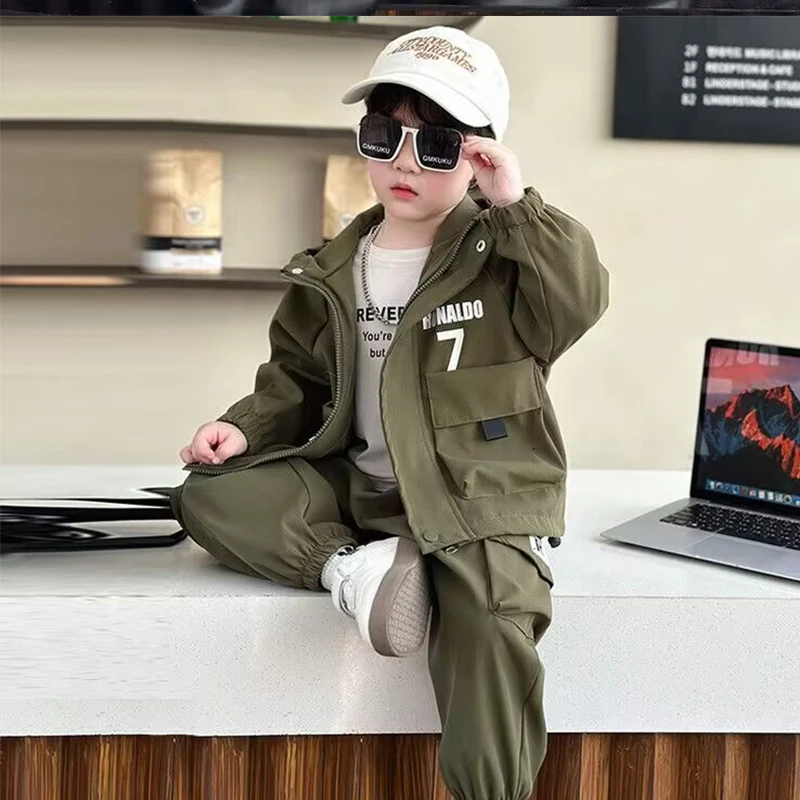 Spring Autumn Trendy Boys Outfit 2025 Children's Clothing Suit Social Media Popular Style Cool And Stylish Boys' Fashion