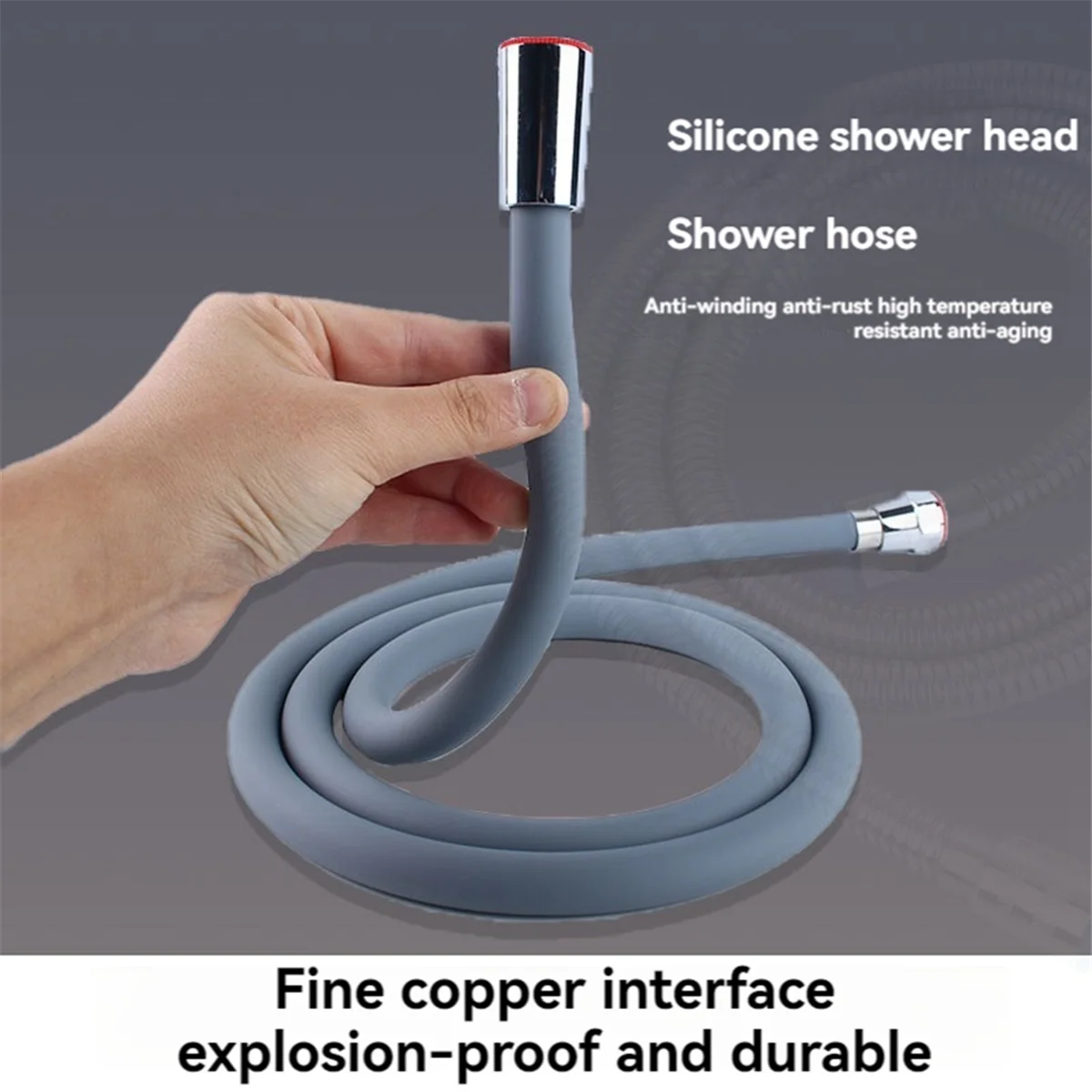 Silikonowy elastyczny wąż prysznicowy Przedłużenie zapobiegające nawijaniu Rura wysokociśnieniowa Rura prysznicowa Akcesoria łazienkowe