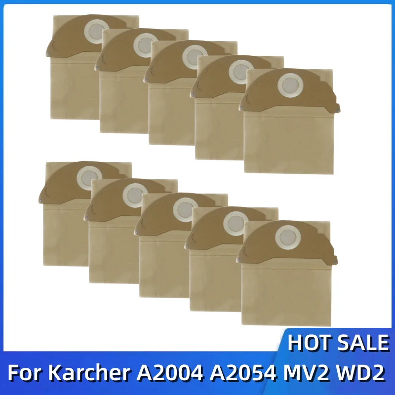 Сменный пылесборник для Karcher WD2250 A2004 A2054 MV2 WD2, аксессуары для робота-пылесоса, бумажные пакеты Сменный пылесборник для Karcher WD2250 A2004 A2054 MV2 WD2, аксессуары для робота-пылесоса, бумажные пакеты