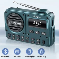 Mini Portable FM Radio HD Screen Radios Receiver Wireless Bass Bluetooth Speaker Music Box with TF Card U Disk 3.5mm Headset Jac