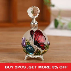 Bouteille de parfum Vintage Style arabe 25ml, compte-gouttes en verre vide en métal papillon Antique, cadeau pour femmes et filles