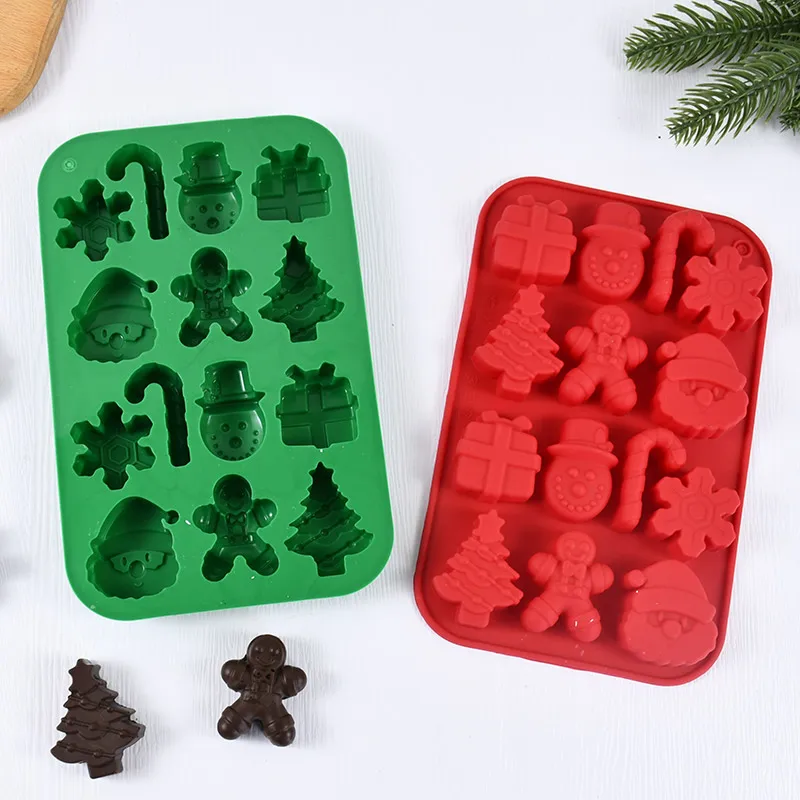 

Christmas Silicone Chocolate Molds Santa Claus Snowman Gingerbread Man Biscuits Baking Moulds Xmas New Year DIY Cake Baking Tool