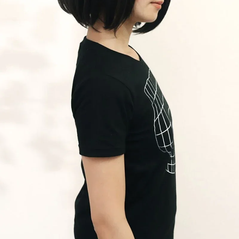 Funny Women 3D Fake Big Chest Sexy T-Shirts Enhancer Style Magnified Optical Illusion Anime Dating Visual Trap Black Tops