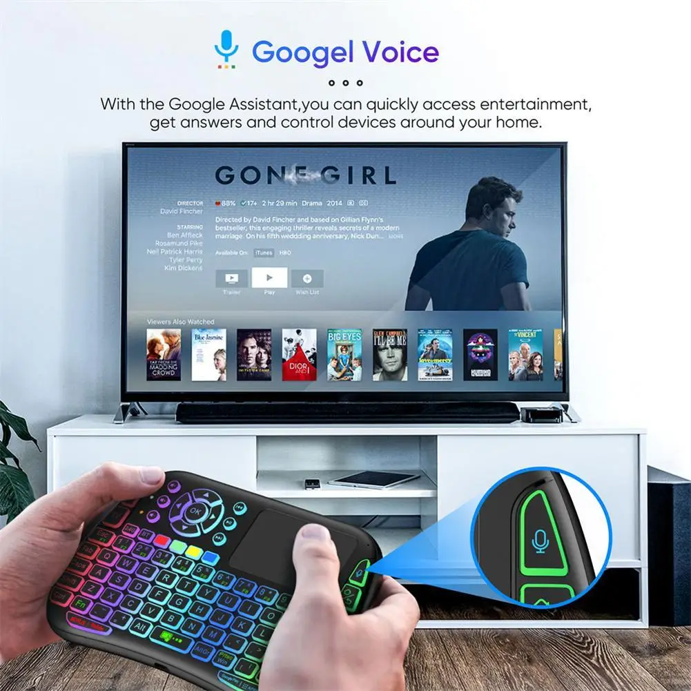 Keyboard Mini nirkabel cerdas Rusia bahasa Inggris, Keyboard Gaming lampu latar warna-warni Bluetooth Mode ganda untuk Laptop TV PC