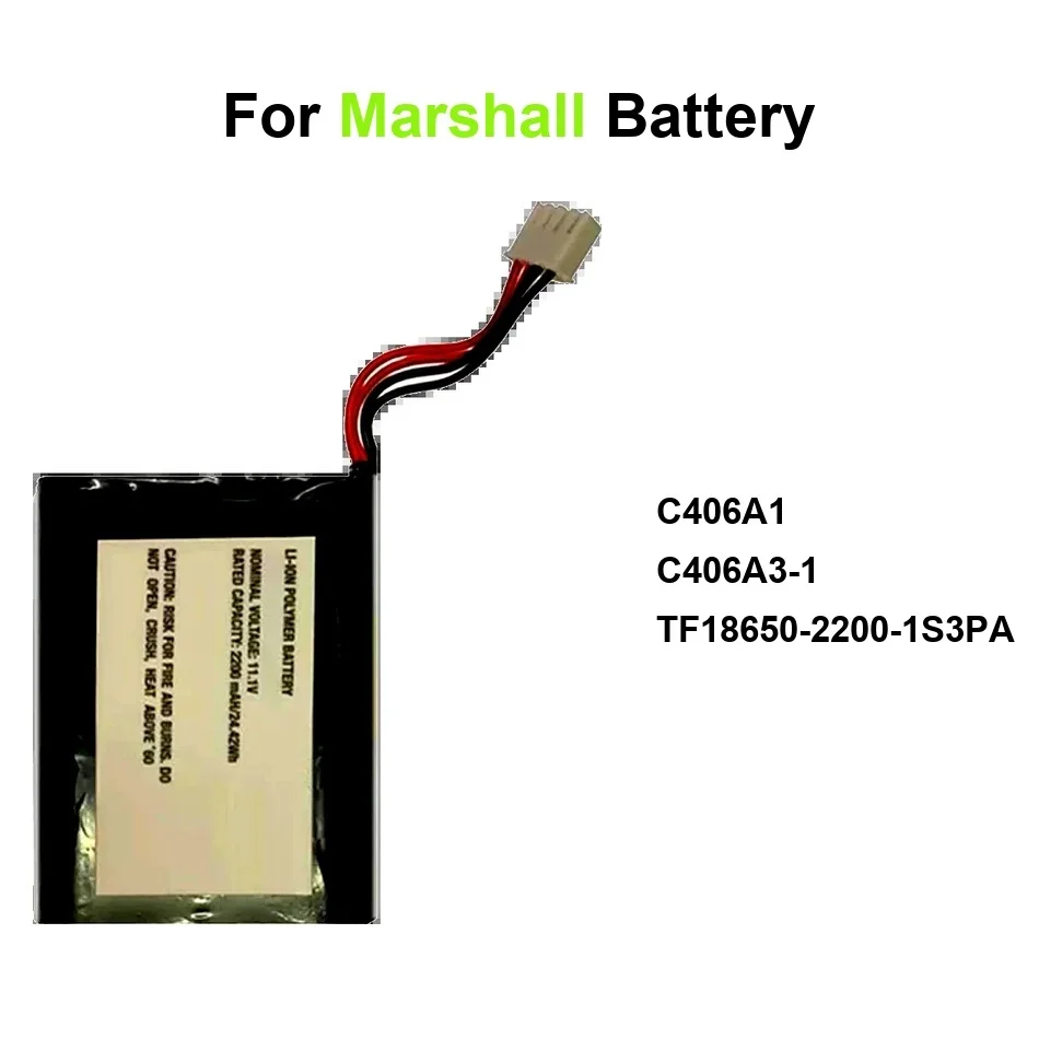 

Быстрая зарядка аккумулятора C406A3-1 C406A1 TF18650-2200-1S3PA 2200-2680 мАч для Marshall Stockwell Speaker 2 II 2ND