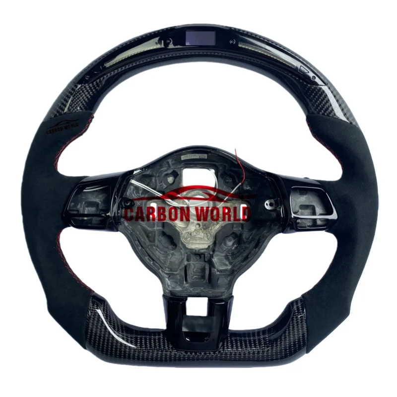 

For Volkswagen 2010-2014 Golf MK6 GTI R Jetta GLI Hatchback Customized Red Forged Carbon Fiber Steering Wheel with LED