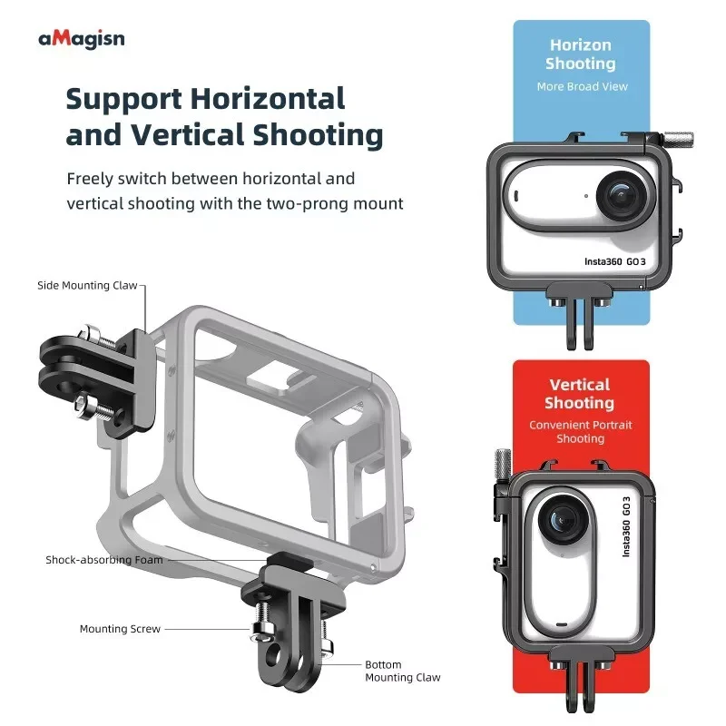 AMagis-Gaiola De Coelho De Metal, Moldura Protetora Shadowstone, Câmera Esportiva, Insta360 GO3S GO3