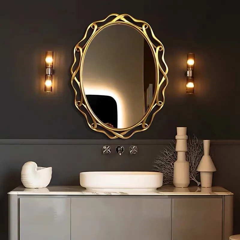 #@Z 60X40CM Bathroom Mirror Home Wall Hanging Creative Bathroom Vanity Mirror Oval Porch Makeup Mirror*