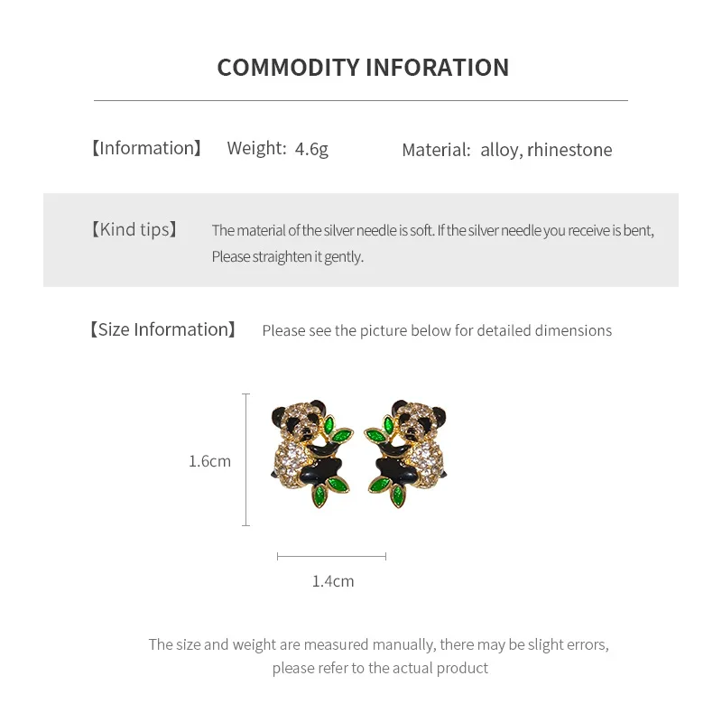 قطرة النفط الباندا قرط الاذن المرصع للنساء حجر الراين لطيف أقراط كوريا موضة حلوة عالية الجودة 2025 مجوهرات هدايا عيد الميلاد