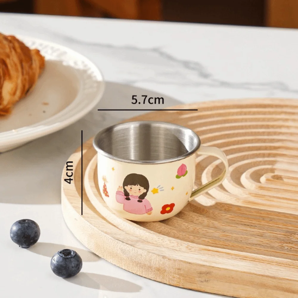 Stainless Steel Kids Stainless Cup Open Mouth Design Mini Small Size Kindergarten Milk Cup Drop Resistant High Appearance Level